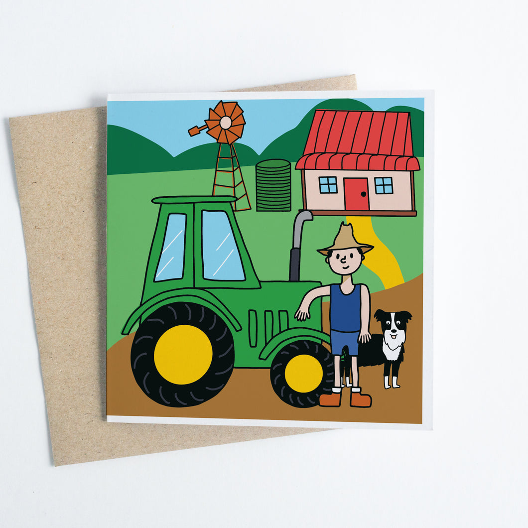 Farmer at Happy Farm - Greeting Card