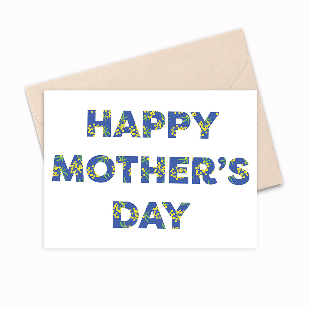 Mother's Day Card - Happy Mother's Day Wattle floral