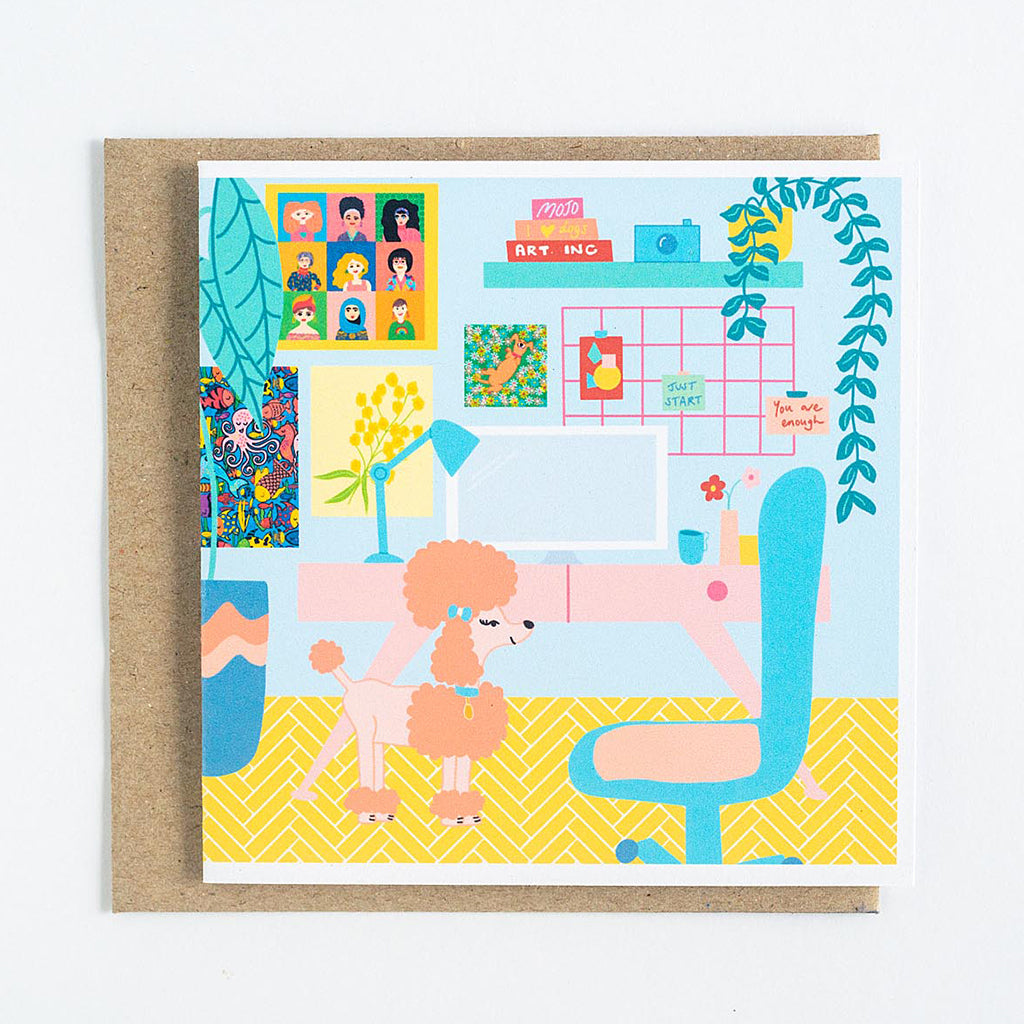Interiors & Dogs - Home Office with Pink Poodle