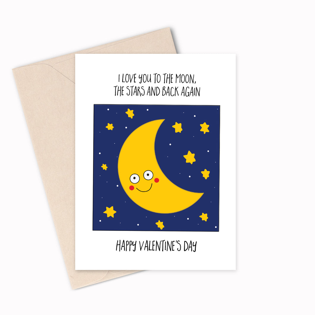 I love you to the Moon - Valentines Day Card