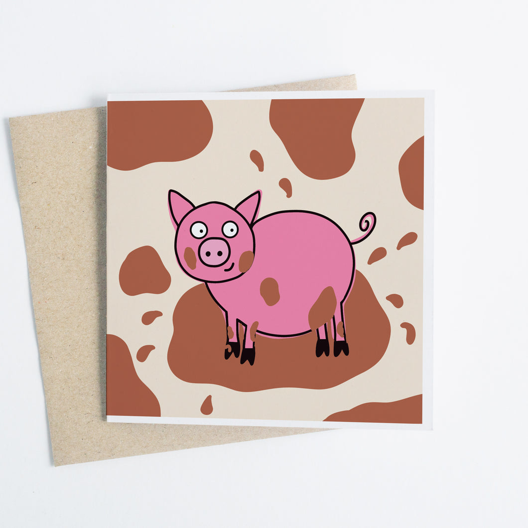 Pig at Happy Farm - Greeting Card