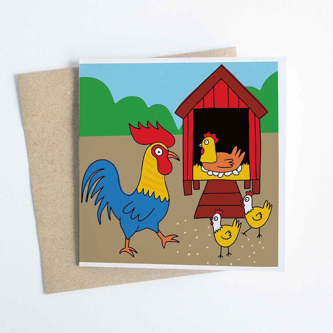 Rooster at Happy Farm - Greeting Card