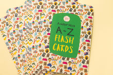 Load image into Gallery viewer, Australia icons and aussie animals feature in this delightful A-Z Flash card alphabet set for kids
