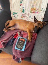Load image into Gallery viewer, Doggy food coma! These hilarious and colourful cheeky caption cards dog edition are the perfect gift for a dog loving friend,.
